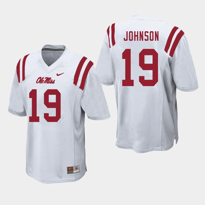 Men #19 Brice Johnson Ole Miss Rebels College Football Jerseys Sale-White - Click Image to Close